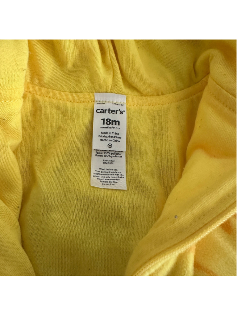 Carter's Baby Pineapple Halloween Costume 18M Yellow Green Fleece Hooded - Picture 2 of 6